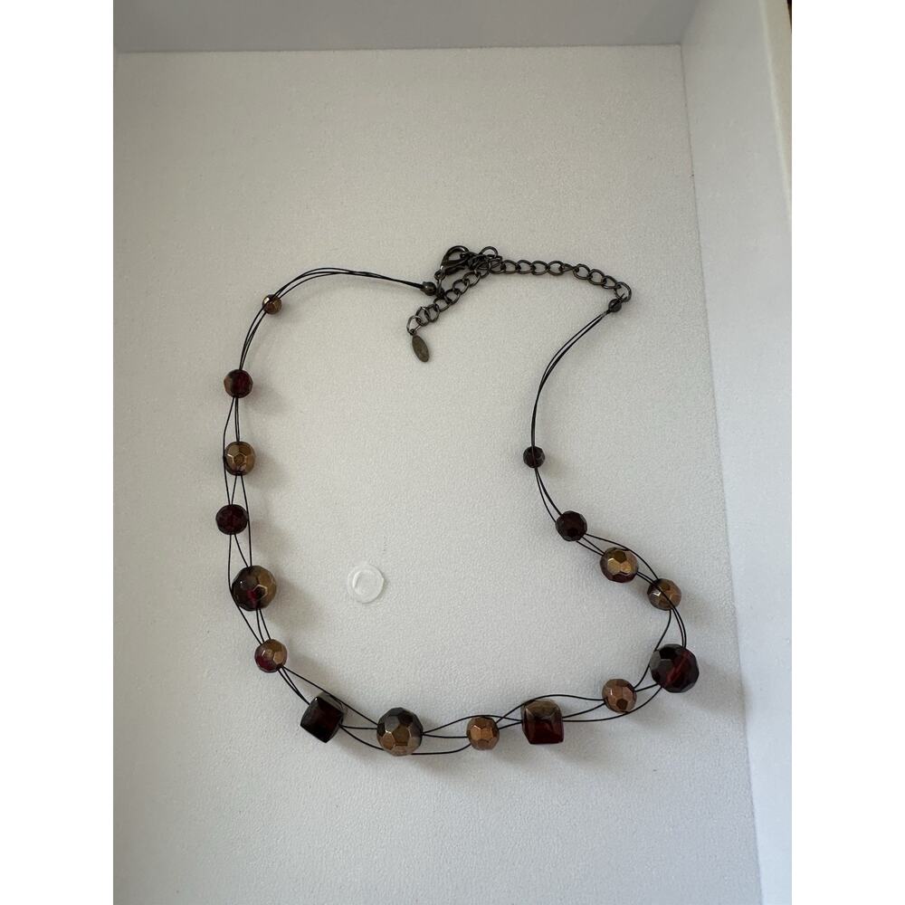 Signed Esmor Bronze Color Beaded Necklace 16-20”
